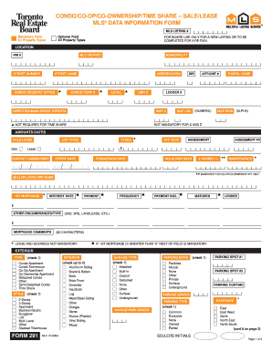 Salelease Mls Data Information Form TREB Commercial