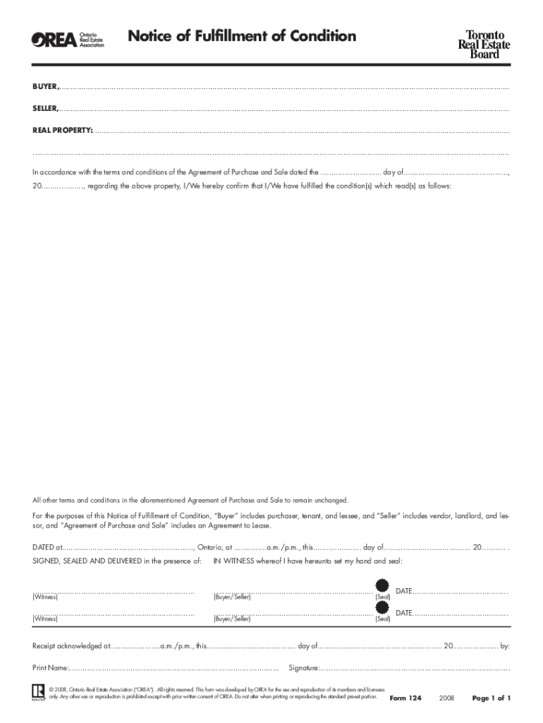 Notice of Fulfillment Orea  Form