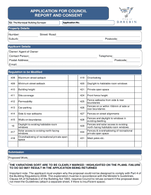 Application for Council Report and Consent City of Darebin  Form