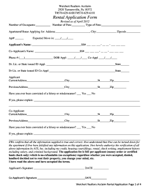 Rental Application Pa  Form