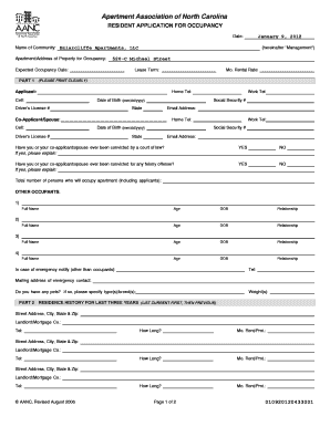 Apartment Association of North Carolina Single Property Sites  Form