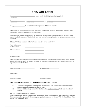 Fha Gift Letter  Form