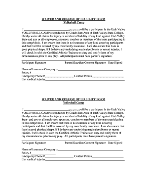 Volleyball Waiver Form