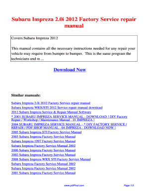 Subaru Impreza Service Manual  Form