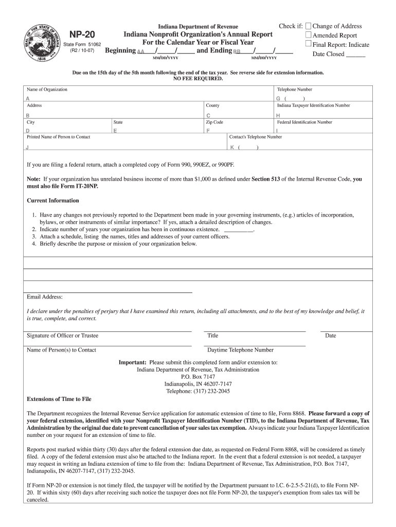  NP 20 Indiana Nonprofit Organization&#39;s Annual Report Law Latte 2020