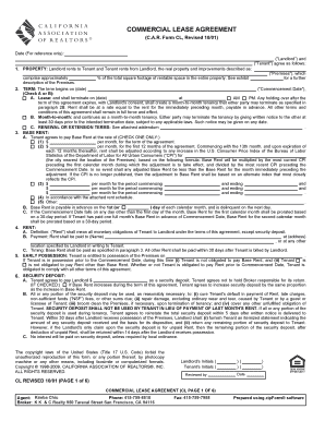Commercial Lease Agreement Francis Ha  Form