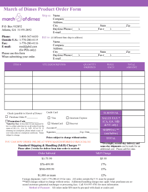 March of Dimes Catalog  Form