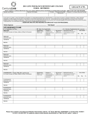 Century Link Beneficiary Form