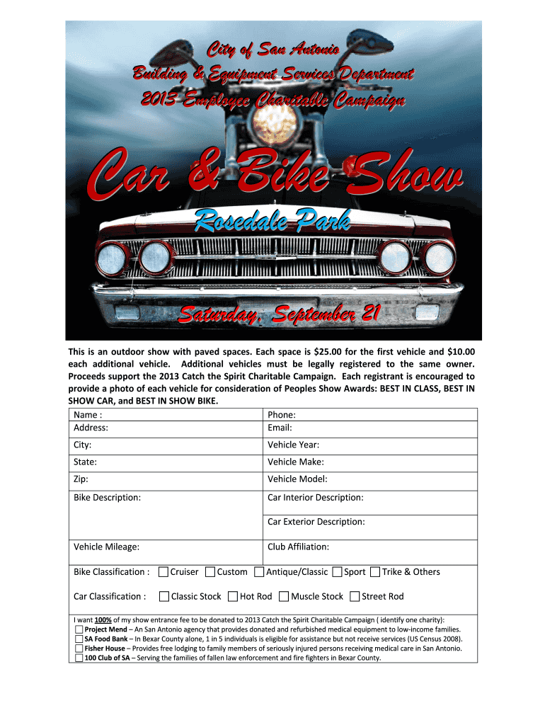  Car Show Registration Form 2013-2024