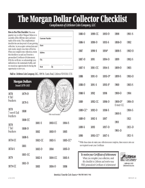 Morgan Dollar Checklist  Form