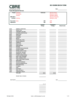 CBRE Bid Submission Form BofA PDF Pro Construction, Inc