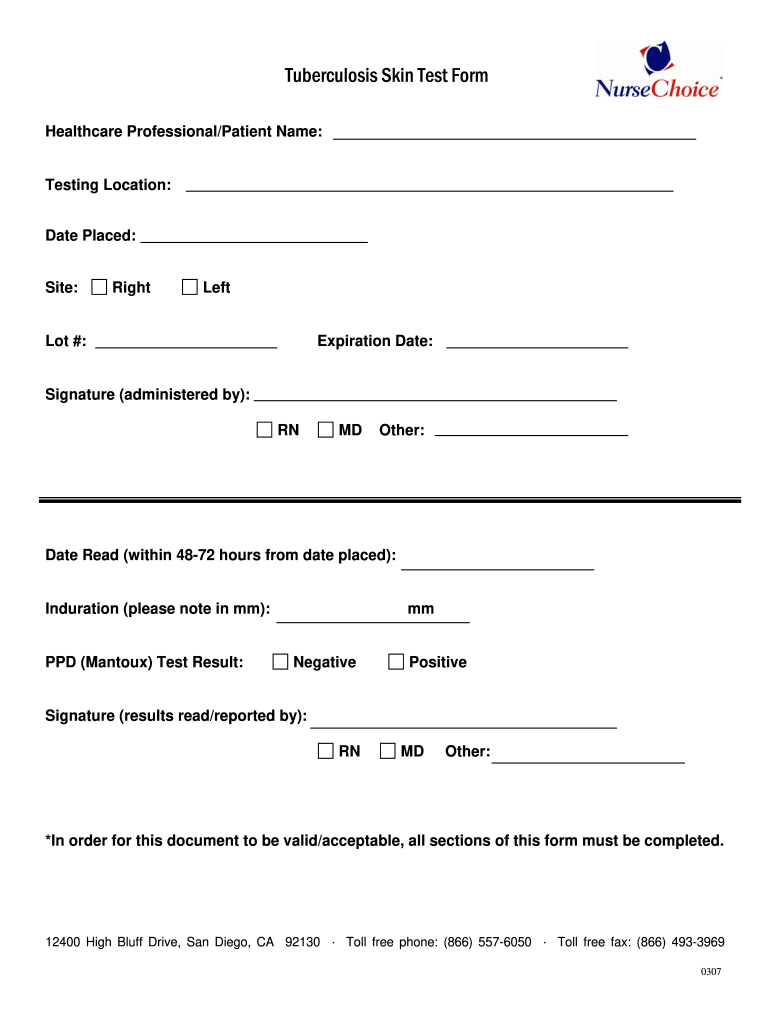  Tb Test Form 2007-2024