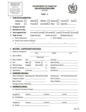 Pakistan Visa Application Form