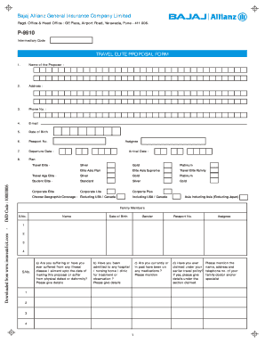 Travel Elite Proposal Form