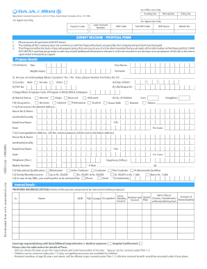 Bajaj Allianz Sankat Mochan Proposal Form