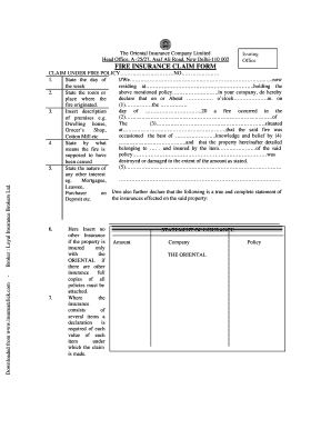 Fire Insurance Claim Form Filled Sample