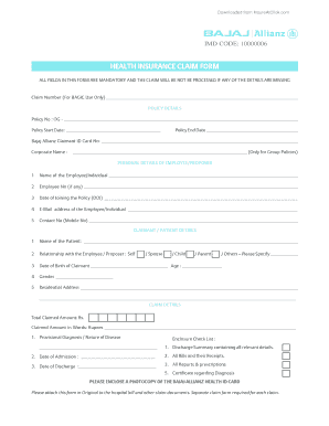 Medical Insurance Policy Sample PDF  Form