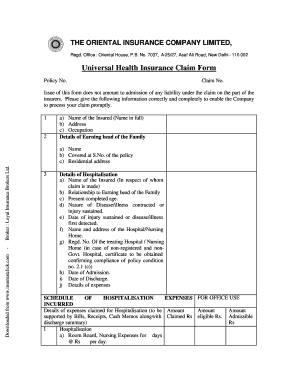 Oriental Insurance How to Claim Fillable Form