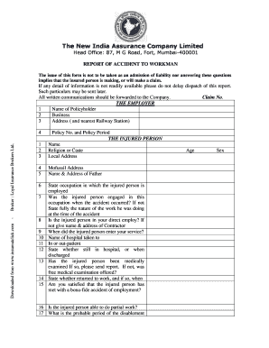 Workmen Compensation Policy PDF New India Assurance  Form