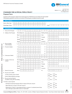 Sbi Fire Insurance  Form