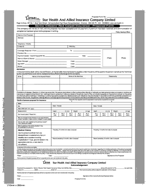 Star Health Senior Citizen Red Carpet Proposal Form