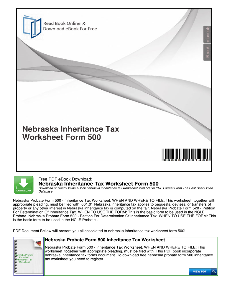 Nebraska Inheritance Tax Worksheet  Form