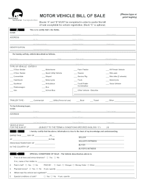 Bill of Sale Nwt  Form