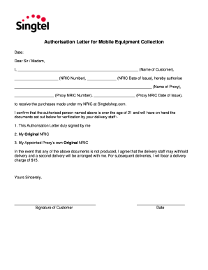 Singtel Authorisation Letter  Form
