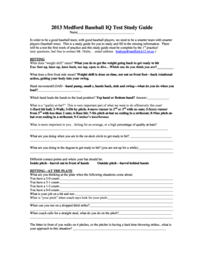 Baseball Iq Test PDF  Form