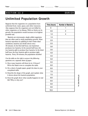 Growth in a Bacterial Population Worksheet Answers  Form