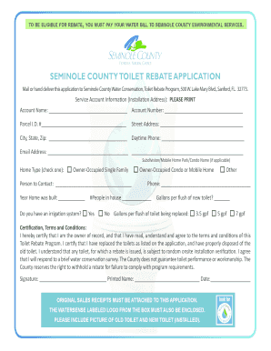 SEMINOLE COUNTY TOILET REBATE APPLICATION Seminolecountyfl  Form