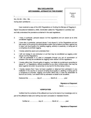 Anti Ragging Form