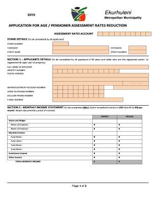 Ekurhuleni Pensioners Rebate  Form