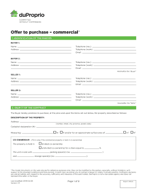  Duproprio Offer to Purchase PDF 2015