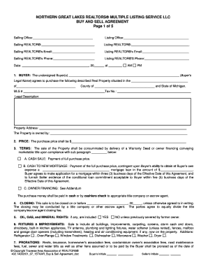 NORTHERN GREAT LAKES REALTORS MULTIPLE LISTING  Form