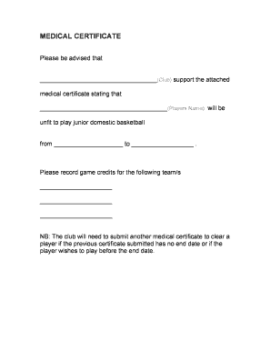 Unfit Certificate  Form