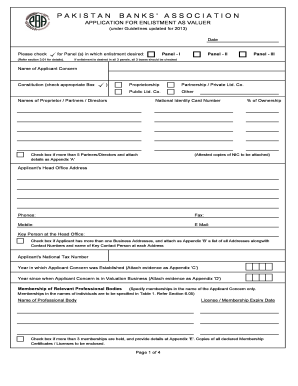 Pakistan Banking Association  Form