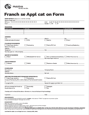 Jazz Franchise Application Form
