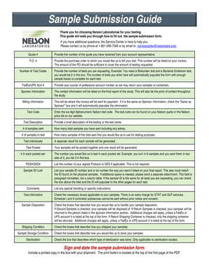 Nelson Labs Sample Submission Form
