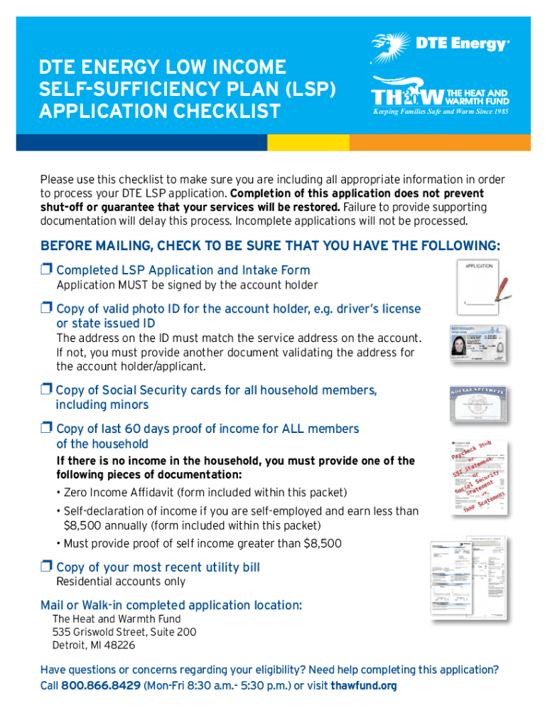 Dte Energy Low Income Self Sufficiency Plan Lsp Application 16  Form