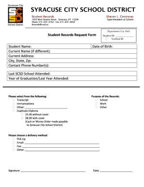 Scsd Transcript Request  Form