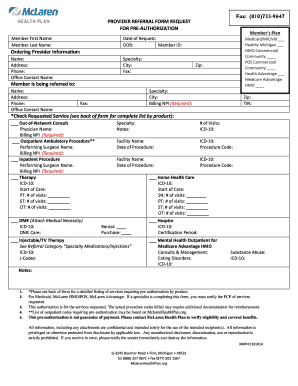 PROVIDER REFERRAL BFORM REQUESTb for PRE Bb