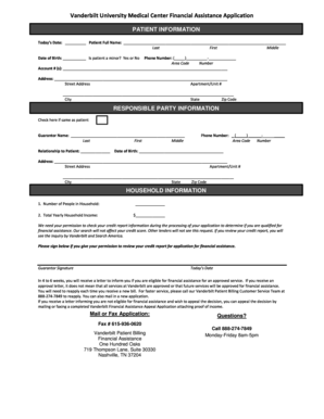 Vanderbilt Medical Center Financial Assistance  Form