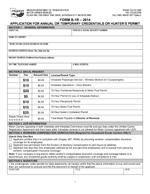  FORM B 1R APPLICATION for ANNUAL or TEMPORARY Modot 2019