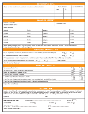 Biust Courses and Requirements  Form