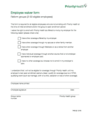 Employee Waiver Form Priority Health