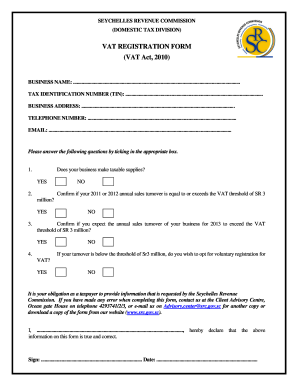 Vat Registration Form