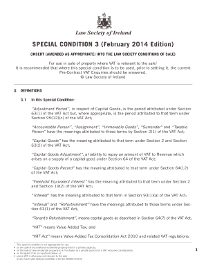 SPECIAL CONDITION 3 February Edition Lawsociety  Form