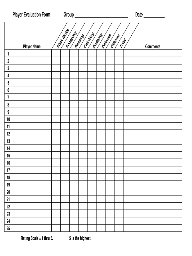 Lacrosse Tryout Evaluation Form Fill Out and Sign Printable PDF