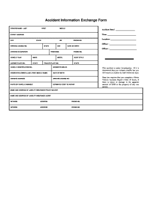 Accident Information Exchange Form